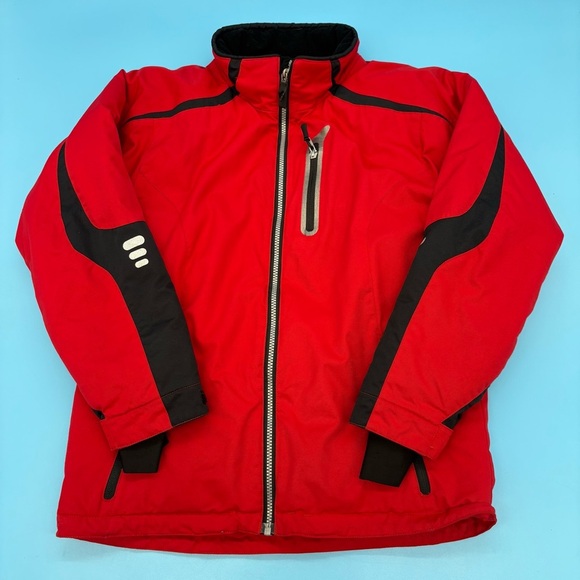 Obermeyer Kids Puffer Ski Jacket in Red and Black Size 16 Juniors - Picture 1 of 16